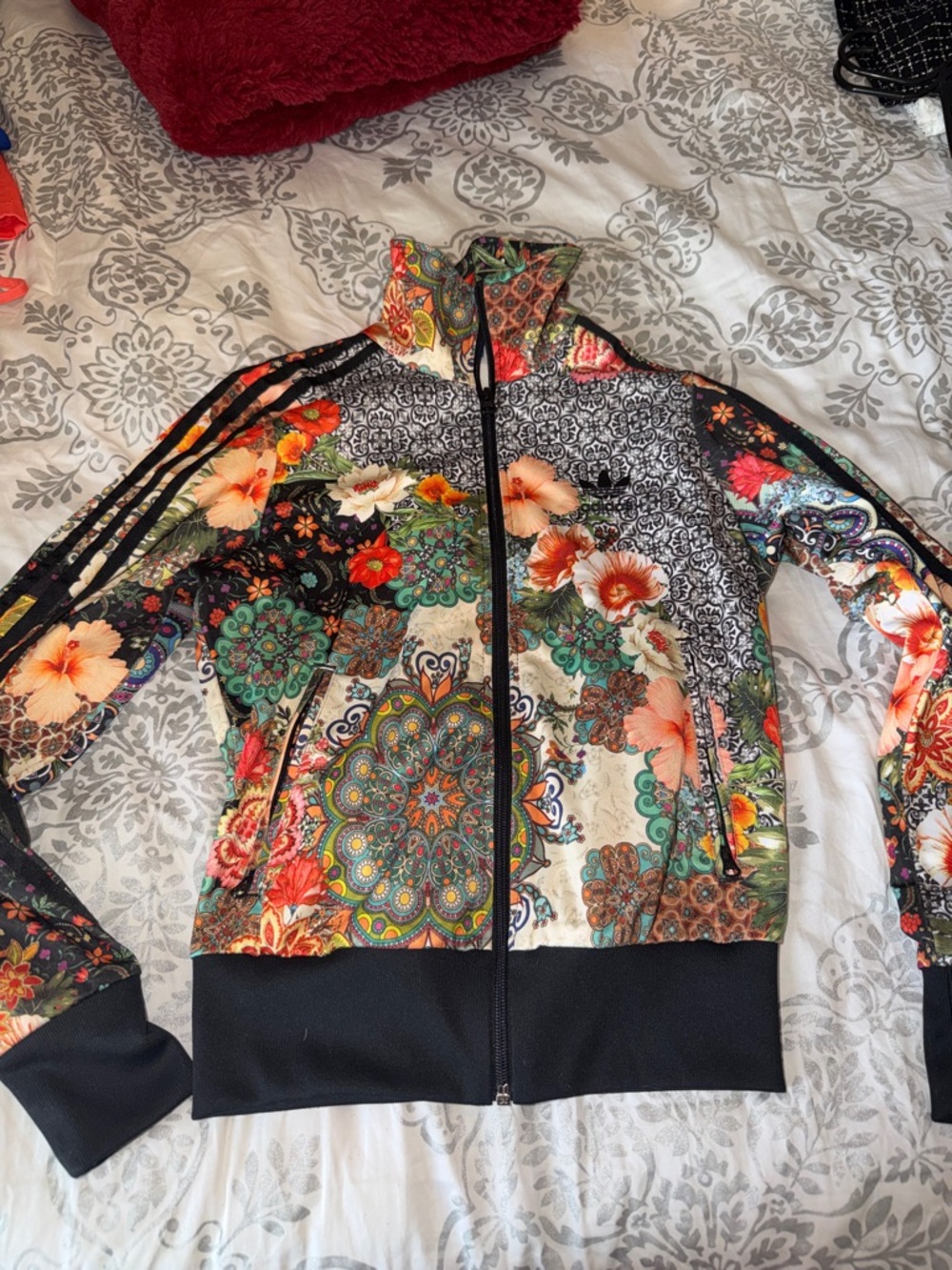 Adidas floral zip up jacket